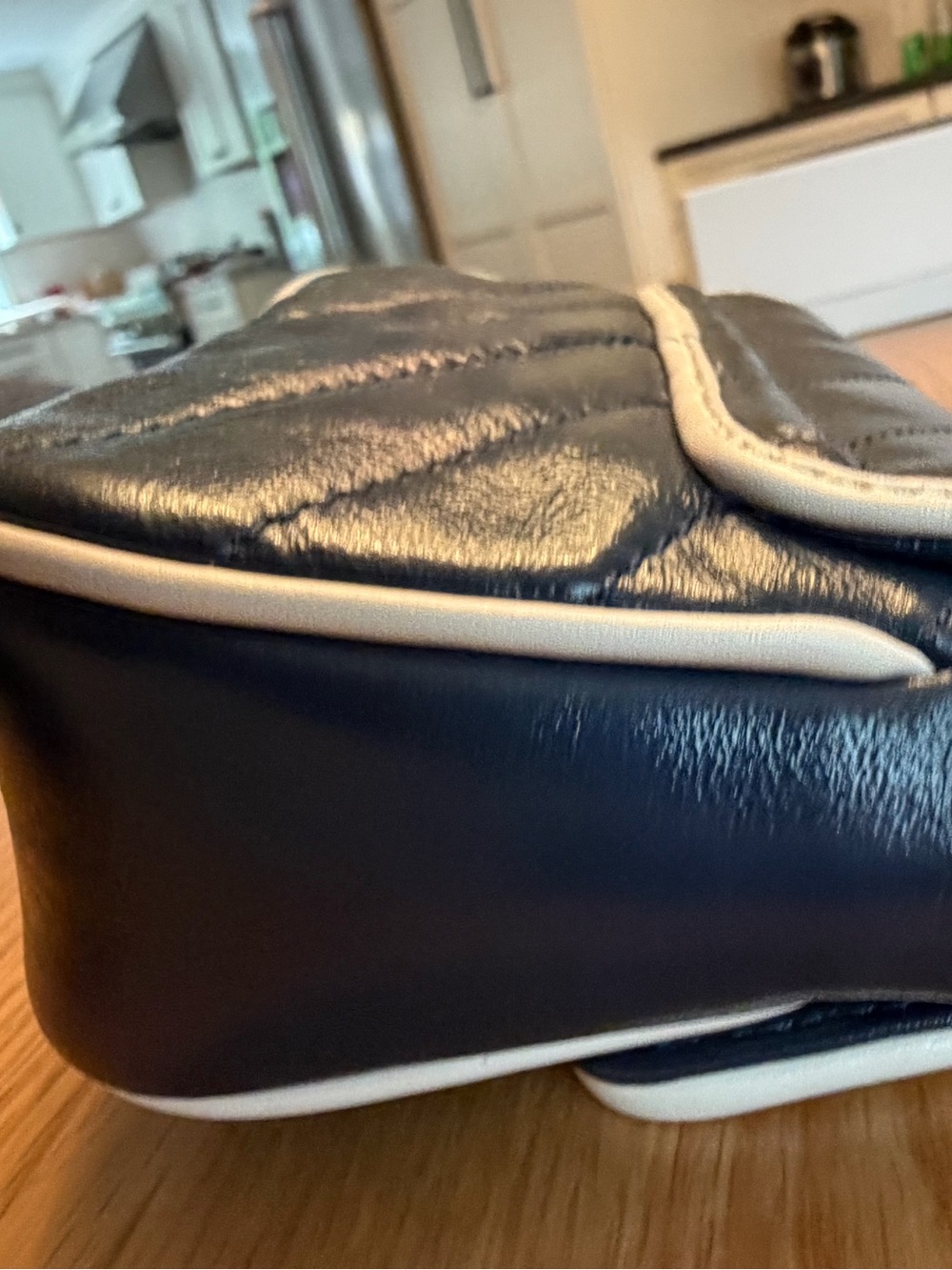 Gucci Navy Quilted Crossbody Marmont with Cream Trim and Signature GG - Picture 8 of 12